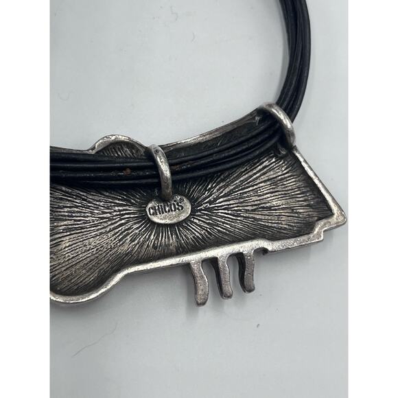 Chico's Pendant Signed Retro Enameled Geometric Pendant Statement Necklace - Picture 7 of 8